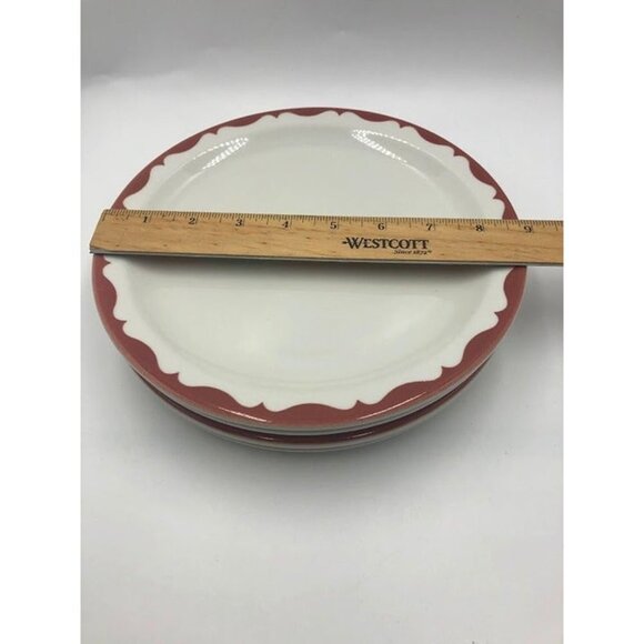 Mayer China Restaurant Style Thick Plates #456 Lot of 4 Painted Scalloped Rim - Picture 9 of 10